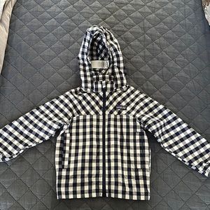 Patagonia kids 3T windbreaker navy and white check